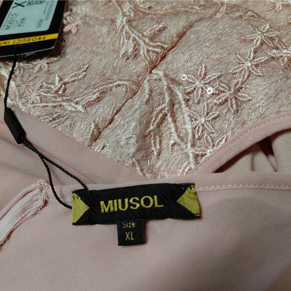 Miusol Mother Of Bride Formal Dress Women's XL Pink Chiffon Wedding Party Maxi - Picture 6 of 10